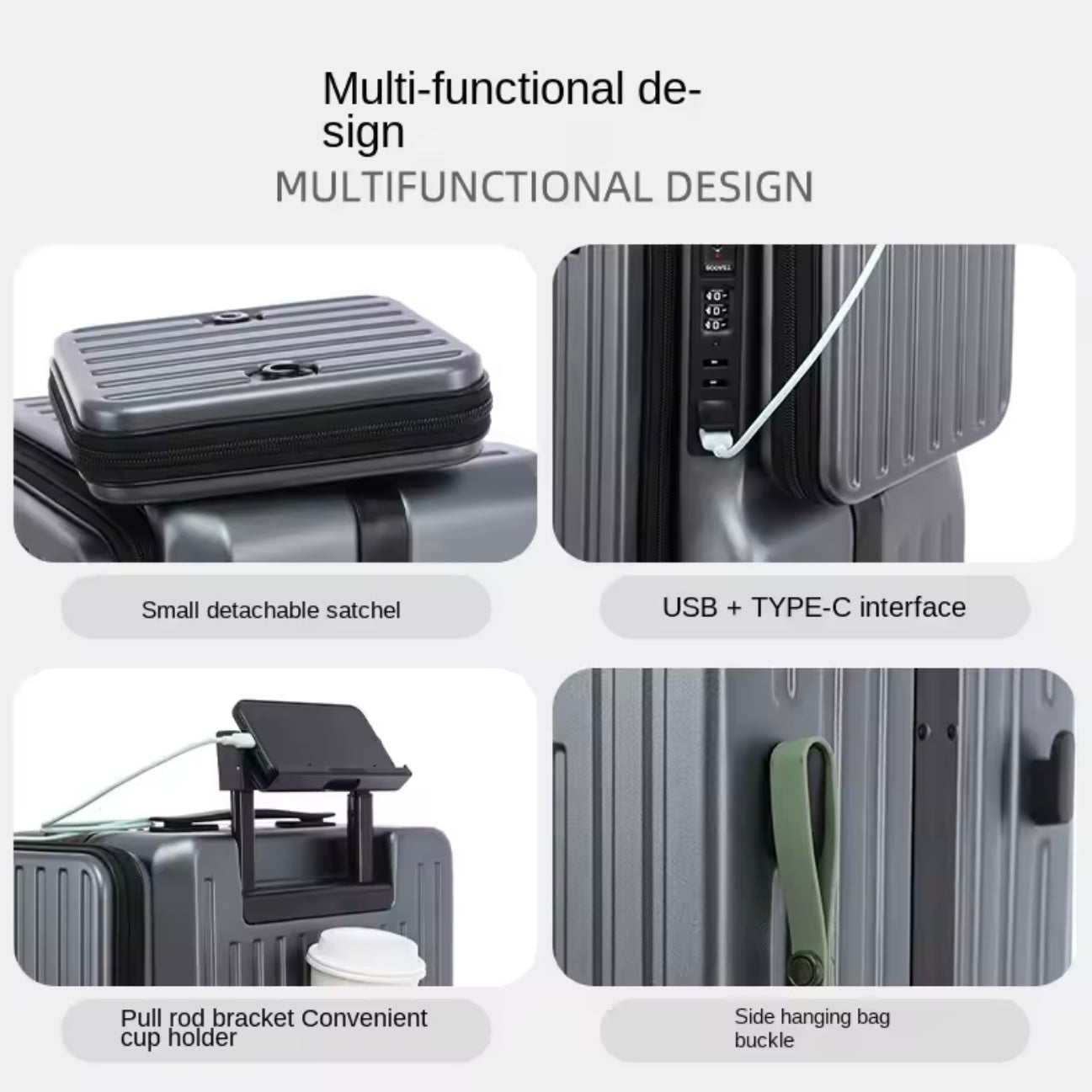 All-in-One Expandable Travel Case | Aluminum frame with Cupholder + USB