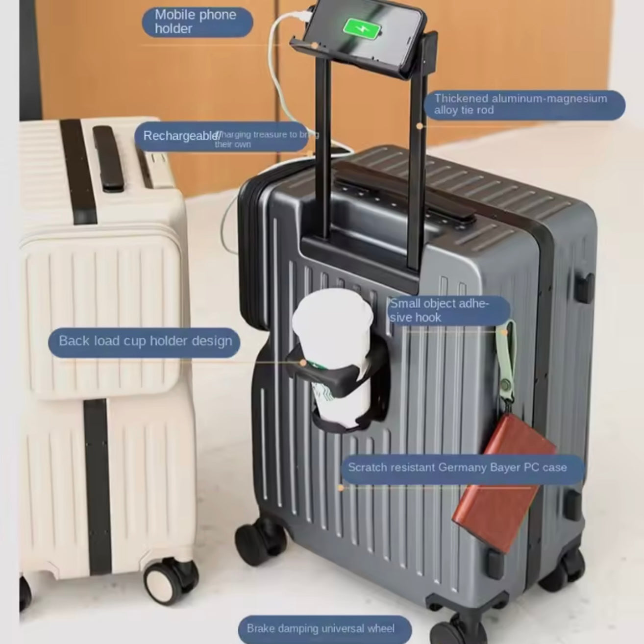 All-in-One Expandable Travel Case | Aluminum frame with Cupholder + USB