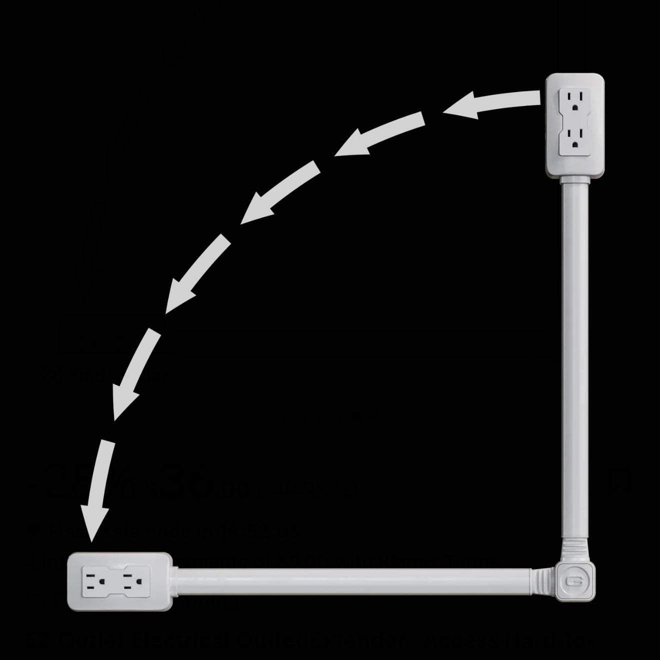 US Plug Outlet Extender with USB-C Fast Charging – 75cm Flexible Extension
