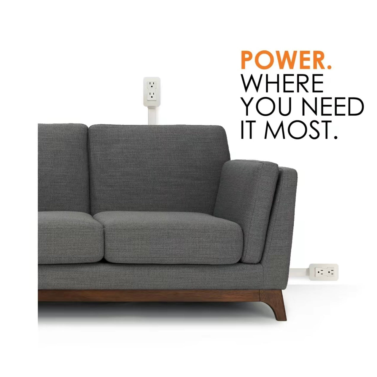 US Plug Outlet Extender with USB-C Fast Charging – 75cm Flexible Extension