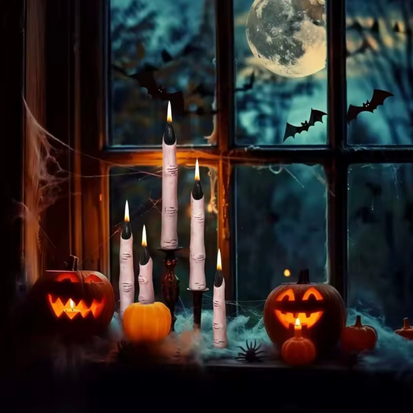 Halloween Finger Candle Set – Scary Melting Hand Decor for Spooky Nights