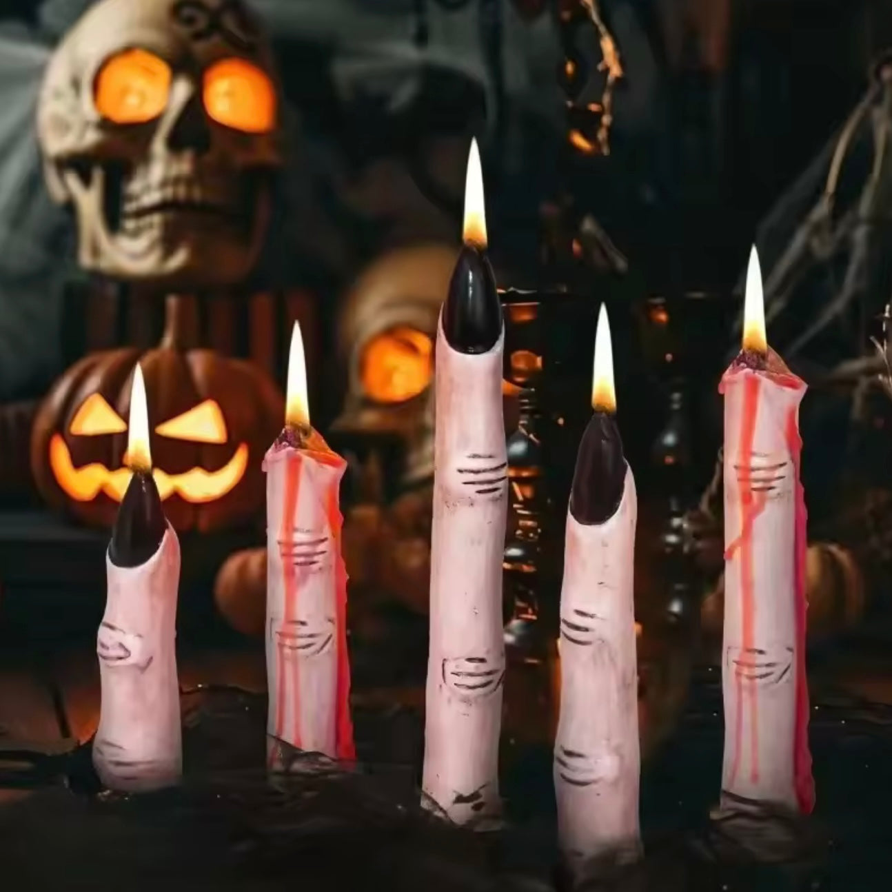 Halloween Finger Candle Set – Scary Melting Hand Decor for Spooky Nights