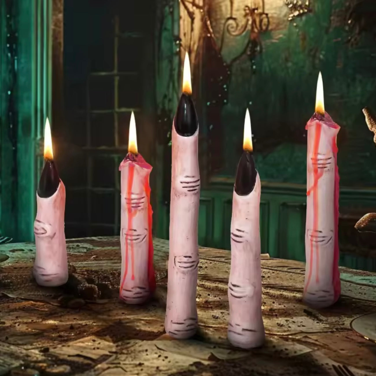 Halloween Finger Candle Set – Scary Melting Hand Decor for Spooky Nights
